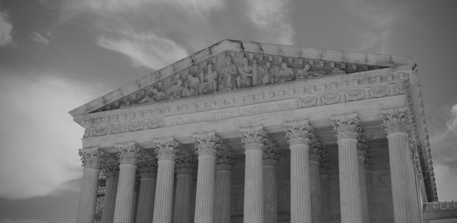 Courthouse facade with columns and the inscription Equal Justice Under Law